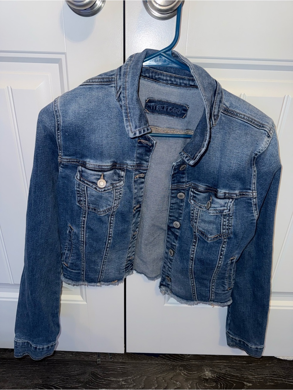 Maurices Dark Wash Denim Cropped Jacket